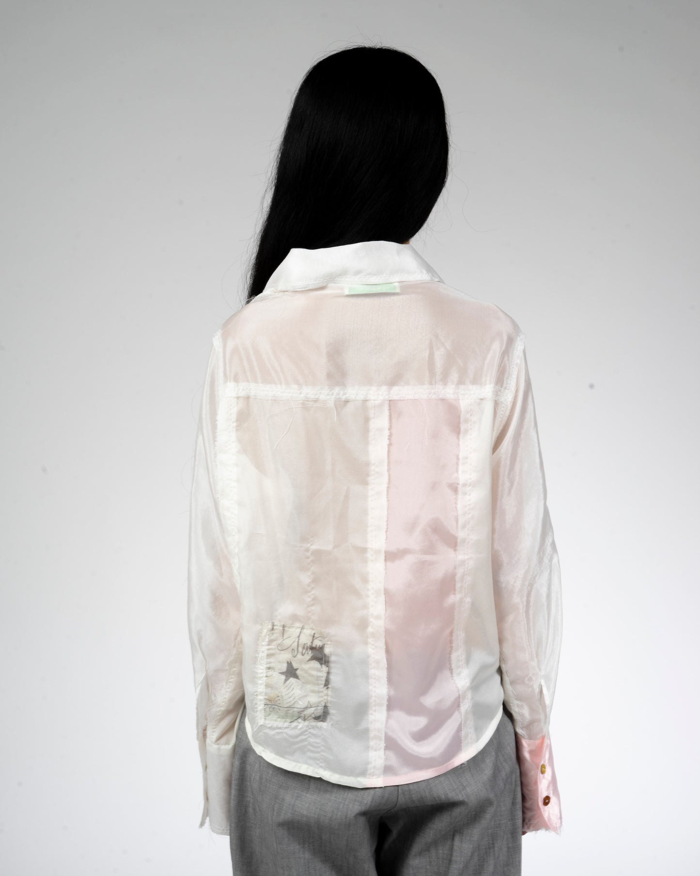 Semisheer Patchwork shirt
