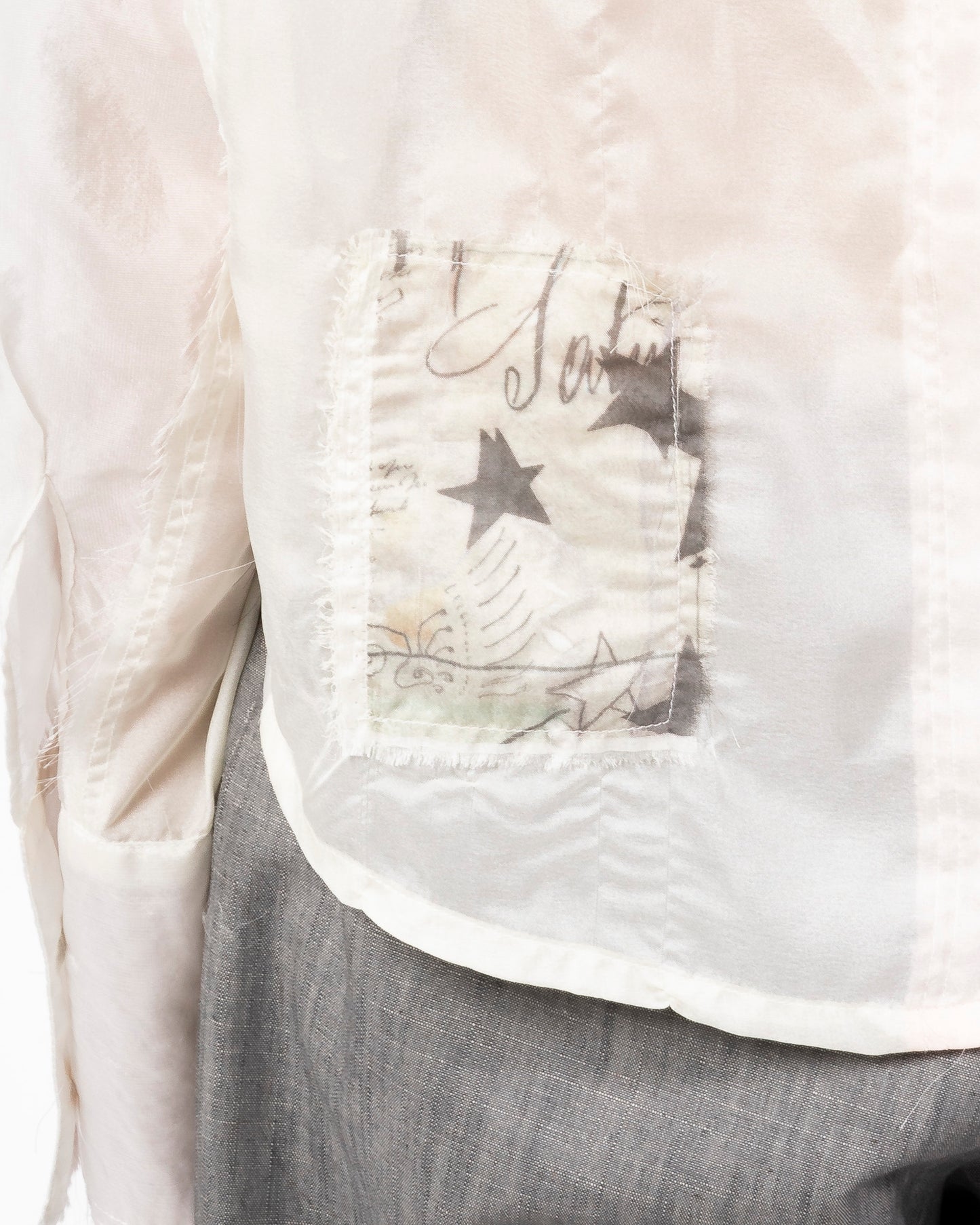 Semisheer Patchwork shirt