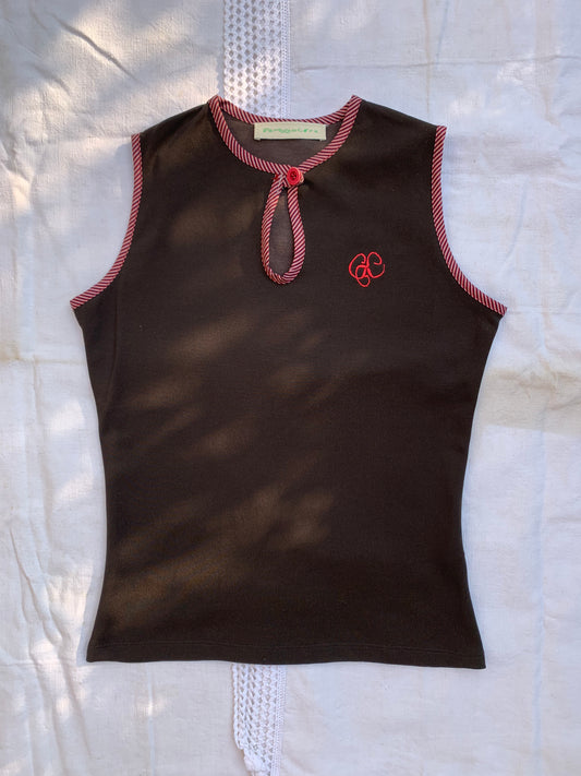 SLEEVE LESS POLO/BROWN
(ready to ship)